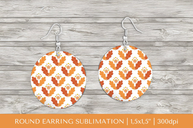 Fall leaves earring sublimation. Autumn round earrings 1808 Sublimation LaBelezoka 