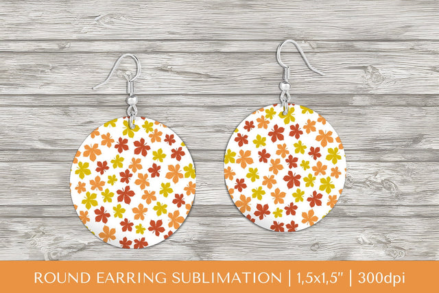 Fall leaves earring sublimation. Autumn round earrings 1809 Sublimation LaBelezoka 