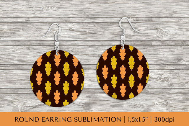 Fall leaves earring sublimation. Autumn round earrings 1810 Sublimation LaBelezoka 