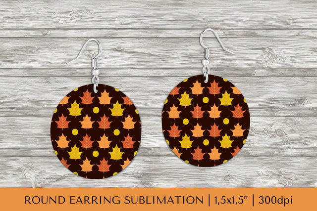 Fall leaves earring sublimation. Autumn round earrings 1811 Sublimation LaBelezoka 