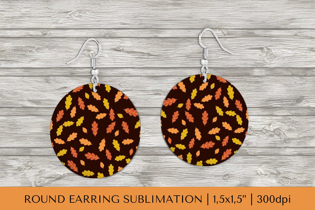 Fall leaves earring sublimation. Autumn round earrings 1812 Sublimation LaBelezoka 