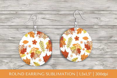 Fall leaves earring sublimation. Autumn round earrings 2829 Sublimation LaBelezoka 