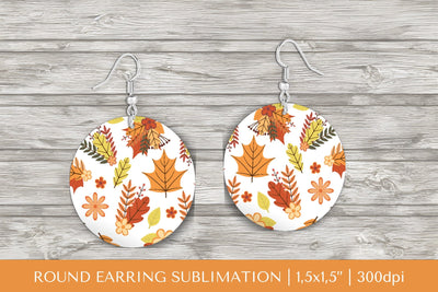 Fall leaves earring sublimation. Autumn round earrings 2831 Sublimation LaBelezoka 