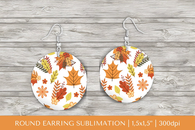 Fall leaves earring sublimation. Autumn round earrings 2831 Sublimation LaBelezoka 