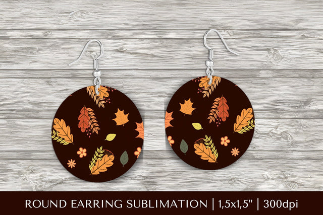 Fall leaves earring sublimation. Autumn round earrings 2832 Sublimation LaBelezoka 