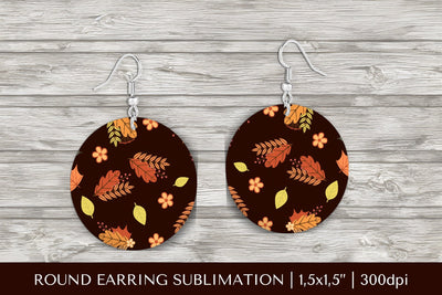 Fall leaves earring sublimation. Autumn round earrings 2833 Sublimation LaBelezoka 
