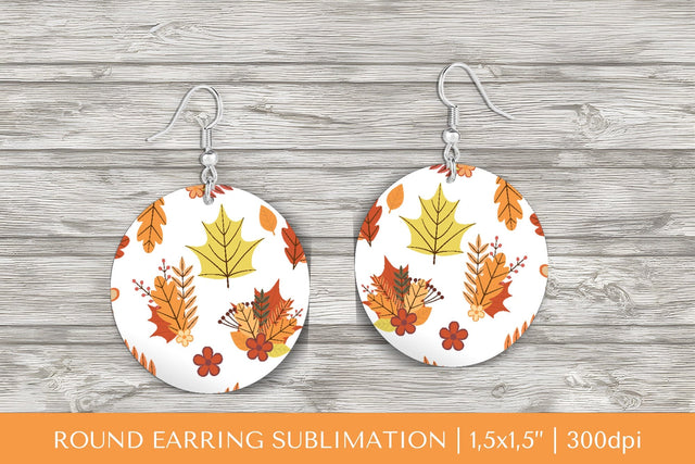Fall leaves earring sublimation. Autumn round earrings Sublimation LaBelezoka 