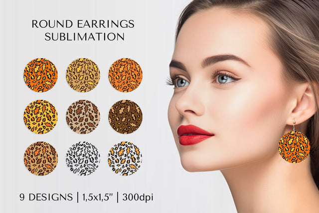 Fall leaves earring sublimation. Leopard earrings bundle 010 Sublimation LaBelezoka 