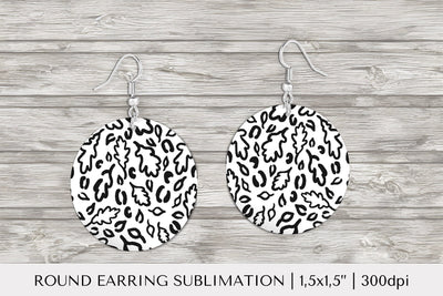 Fall leaves earring sublimation. Leopard round earrings 008 Sublimation LaBelezoka 