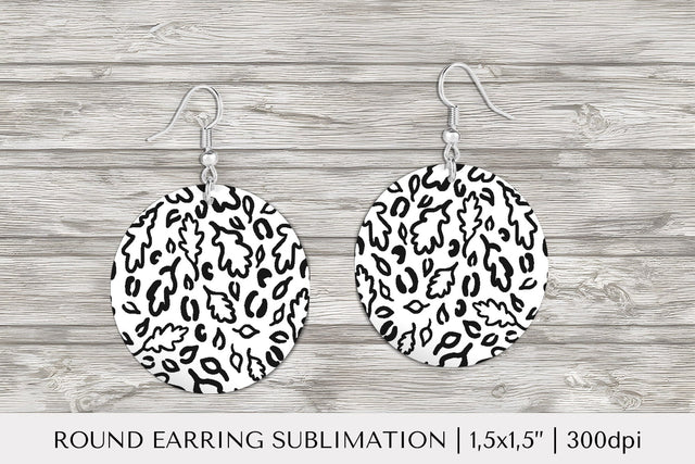 Fall leaves earring sublimation. Leopard round earrings 008 Sublimation LaBelezoka 