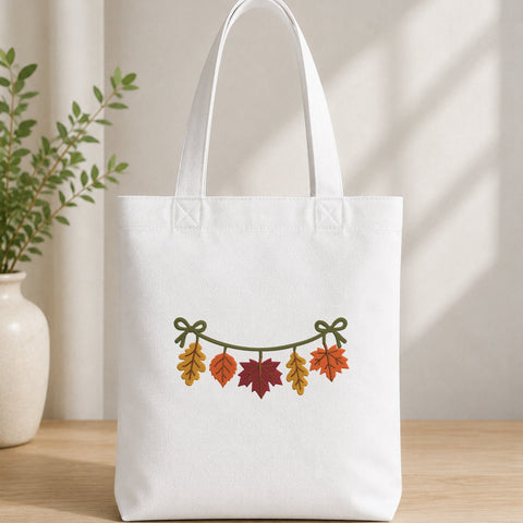 Fall Leaves Garland Embroidery Design – Autumn Leaf Banner with Bows Thanksgiving Machine Embroidery File Embroidery/Applique DESIGNS PatternFeed8 