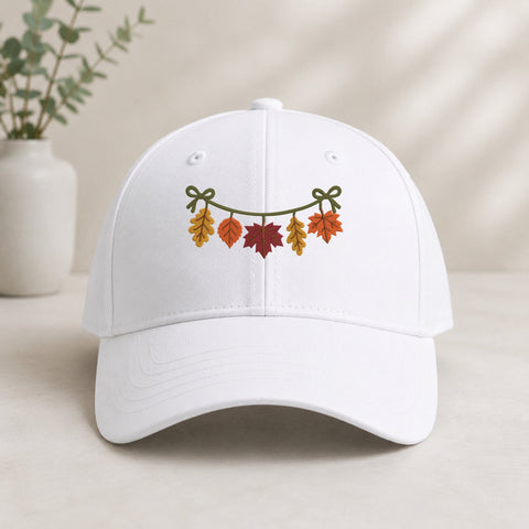 Fall Leaves Garland Embroidery Design – Autumn Leaf Banner with Bows Thanksgiving Machine Embroidery File Embroidery/Applique DESIGNS PatternFeed8 