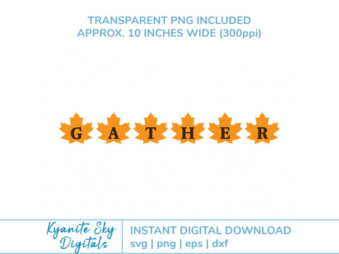Fall Leaves Gather Bunting SVG autumn Thanksgiving paper garland banner SVG Kyanite Sky Digitals 
