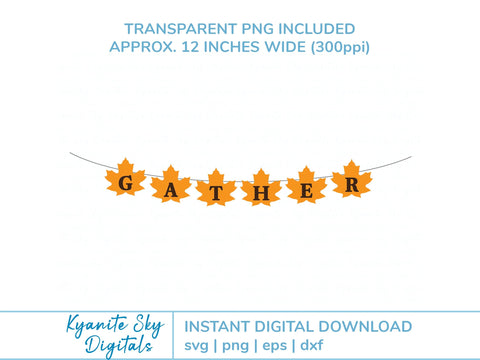 Fall Leaves Gather Bunting SVG autumn Thanksgiving paper garland banner SVG Kyanite Sky Digitals 