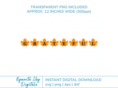Fall Leaves Grateful Bunting SVG autumn Thanksgiving paper garland banner SVG Kyanite Sky Digitals 