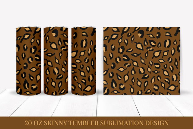 Fall Leaves Leopard Tumbler Wrap Sublimation Design FLT033 Sublimation LaBelezoka 