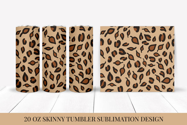 Fall Leaves Leopard Tumbler Wrap Sublimation Design FLT034 Sublimation LaBelezoka 
