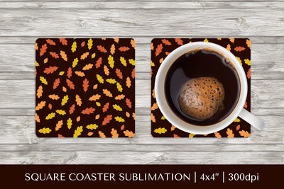 Fall leaves square coaster sublimation. Autumn coaster 11 Sublimation LaBelezoka 