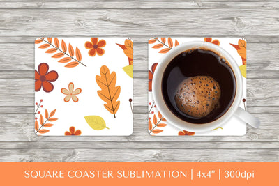 Fall leaves square coaster sublimation. Autumn coaster 2822 Sublimation LaBelezoka 