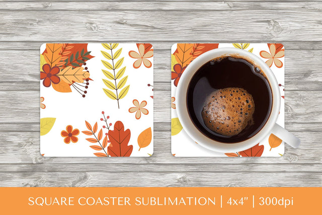 Fall leaves square coaster sublimation. Autumn coaster 2824 Sublimation LaBelezoka 