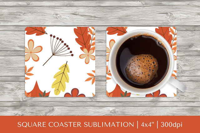 Fall leaves square coaster sublimation. Autumn coaster 2826 Sublimation LaBelezoka 
