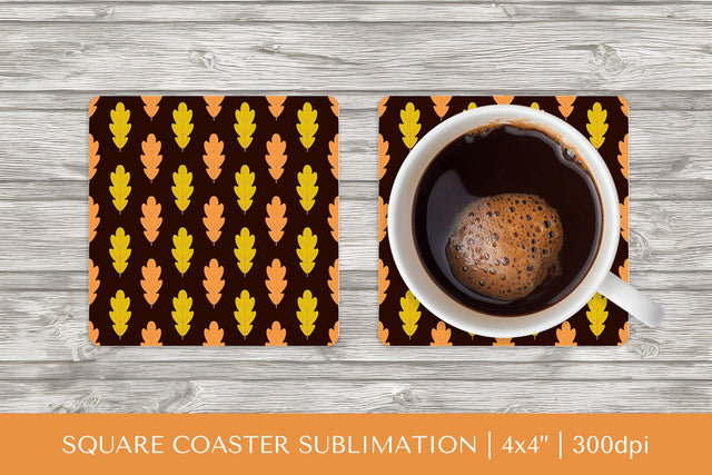 Fall leaves square coaster sublimation. Autumn coaster Sublimation LaBelezoka 