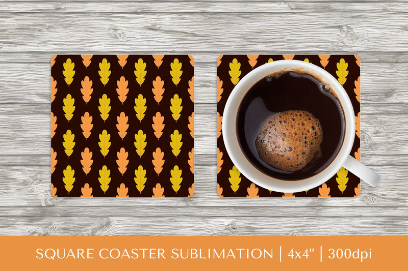 Fall leaves square coaster sublimation. Autumn coaster Sublimation LaBelezoka 