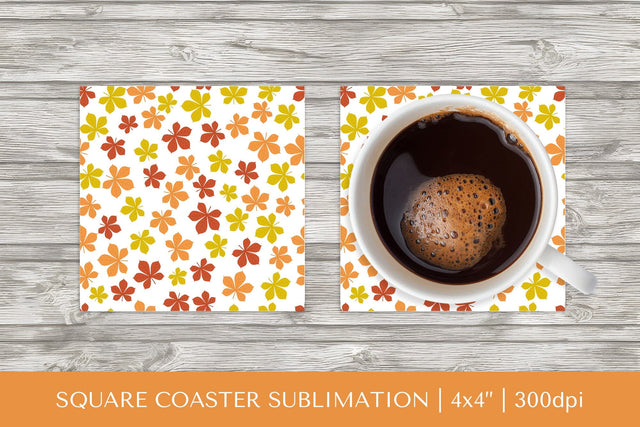 Fall leaves square coaster sublimation. Autumn coaster Sublimation LaBelezoka 