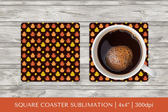 Fall leaves square coaster sublimation. Autumn coaster Sublimation LaBelezoka 