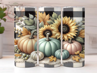 Fall Leaves Sunflower Pumpkin Tumbler, Sunflower Cup Wrap, 20Oz Sublimation, Pumpkin Harvest Drinkware, Autumn Floral Tumbler, Rustic Fall Cup Design, Seasonal Coffee Wrap Sublimation Lara' s Designs 