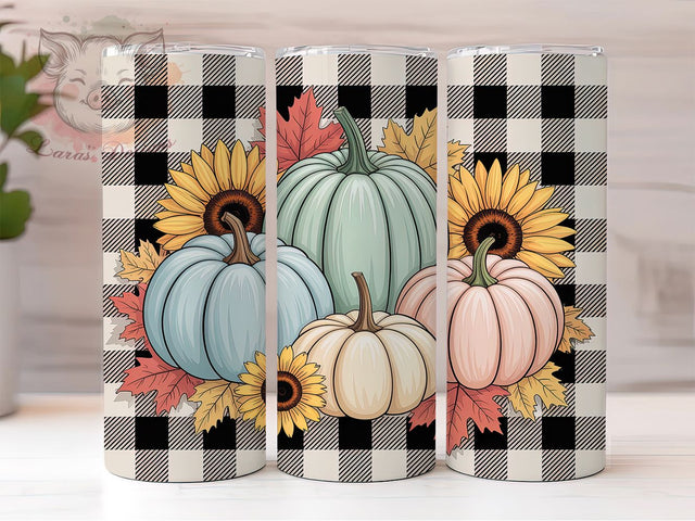 Fall Leaves Sunflower Pumpkin Tumbler, Sunflower Cup Wrap, 20Oz Sublimation, Pumpkin Harvest Drinkware, Autumn Floral Tumbler, Rustic Fall Cup Design, Seasonal Coffee Wrap Sublimation Lara' s Designs 