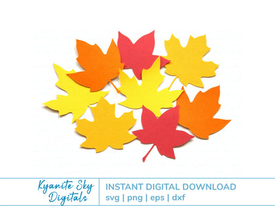 Fall Leaves SVG Bundle medium size moderate detail autumn leaf shapes SVG Kyanite Sky Digitals 