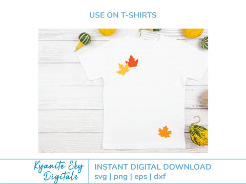 Fall Leaves SVG Bundle medium size moderate detail autumn leaf shapes SVG Kyanite Sky Digitals 