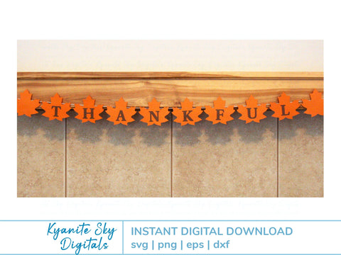 Fall Leaves Thankful Bunting SVG paper garland banner SVG Kyanite Sky Digitals 