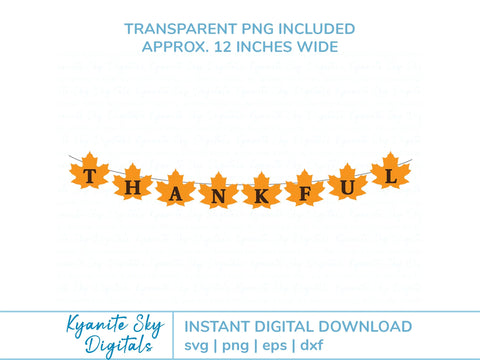 Fall Leaves Thankful Bunting SVG paper garland banner SVG Kyanite Sky Digitals 