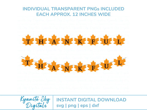 Fall Leaves Thankful Bunting SVG paper garland banner SVG Kyanite Sky Digitals 