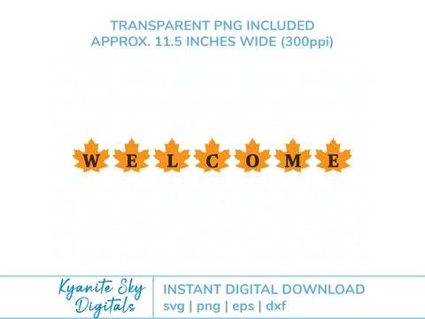 Fall Leaves Welcome Bunting SVG autumn paper garland banner SVG Kyanite Sky Digitals 
