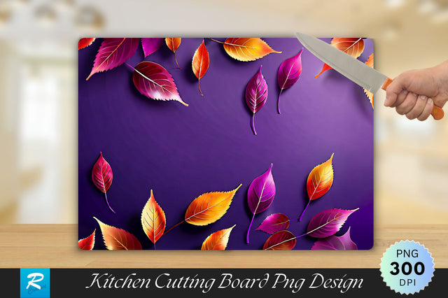 Fall Leaves With Purple Cutting Board Sublimation Regulrcrative 