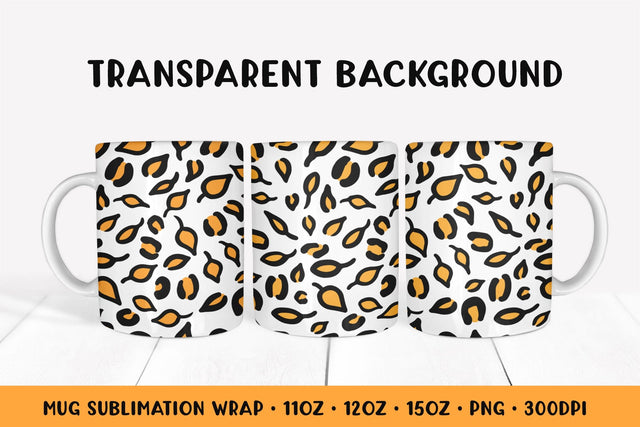 Fall Leopard Mug Wrap Sublimation. Autumn Leaves Mug 029 Sublimation LaBelezoka 