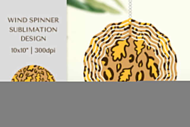 Fall Leopard Spinner Sublimation. Autumn Leaves Design 005 Sublimation LaBelezoka 