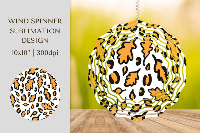 Fall Leopard Spinner Sublimation. Autumn Leaves Design 006 Sublimation LaBelezoka 