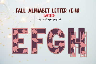 Fall Letters E-H Layered cut Files SVG zafrans studio 