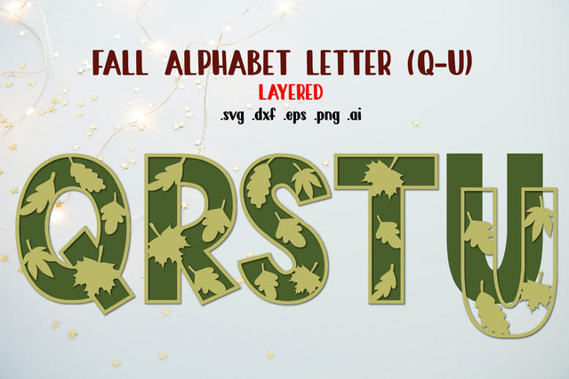 Fall Letters Q-U Layered cut Files SVG zafrans studio 