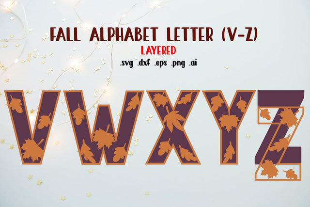 Fall Letters V-Z Layered cut Files SVG zafrans studio 