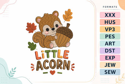 Fall Little Acorn Squirrel Embroidery Design Embroidery/Applique DESIGNS sg embroidery 