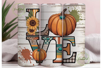 Fall Love Pumpkin Tumbler Wrap Sublimation PixelChick 