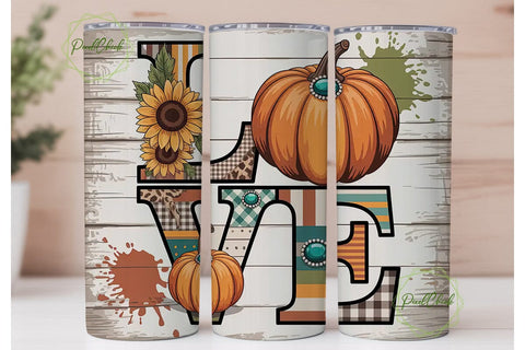 Fall Love Pumpkin Tumbler Wrap Sublimation PixelChick 