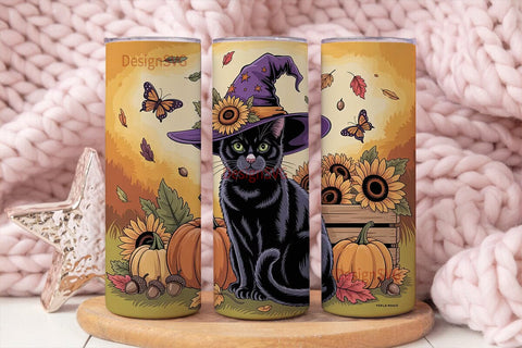 Fall Magic Cat 20oz Tumbler Wrap Sublimation DesignSVG 