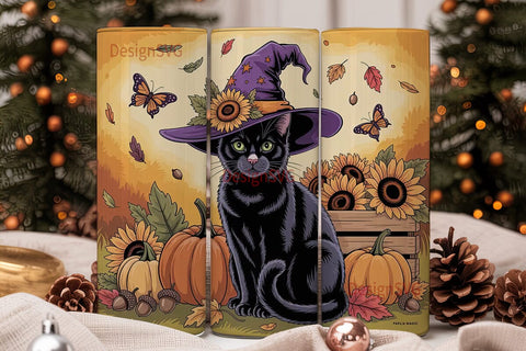 Fall Magic Cat 20oz Tumbler Wrap Sublimation DesignSVG 