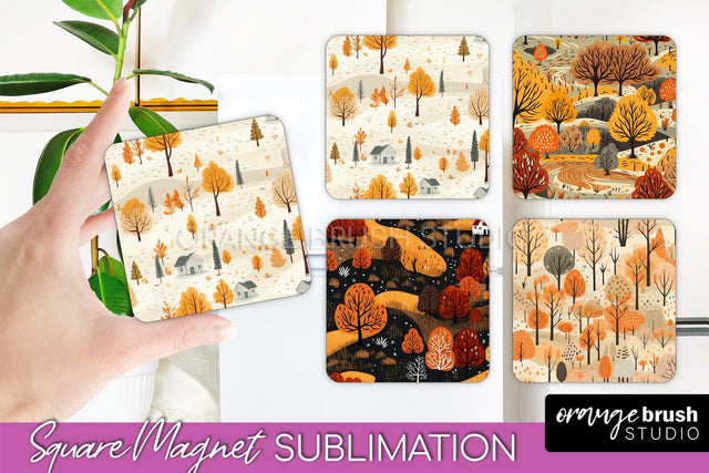 Fall Magnet Sublimation - Autumn Forest Magnet Designs Sublimation OrangeBrushStudio 